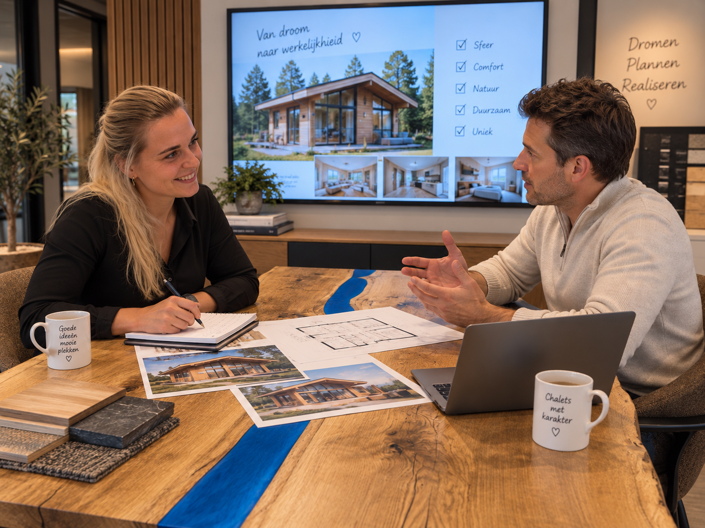 Persoonlijk gesprek over het ontwerp van een chalet
